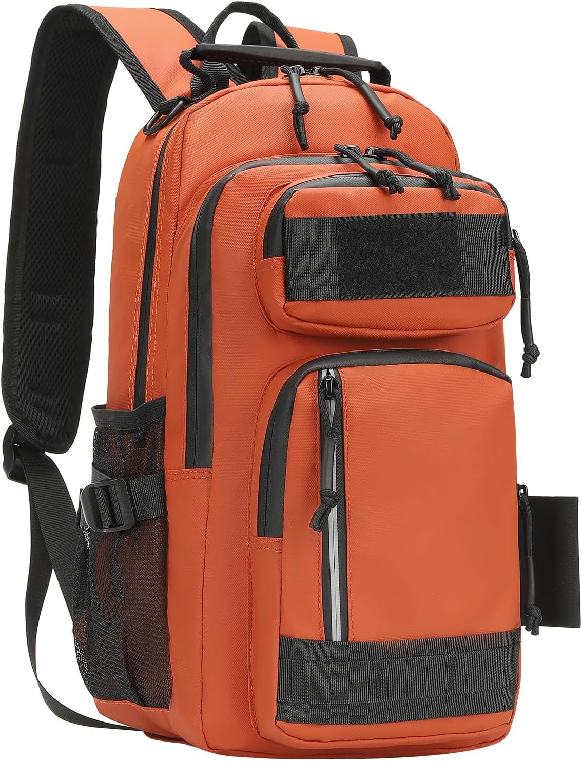 35L Fishing Backpack with Rod Holder, Waterproof Tackle Sling Crossbody Bag with Multi Pocket for Fishing Camping Hunting Hiking, Orange