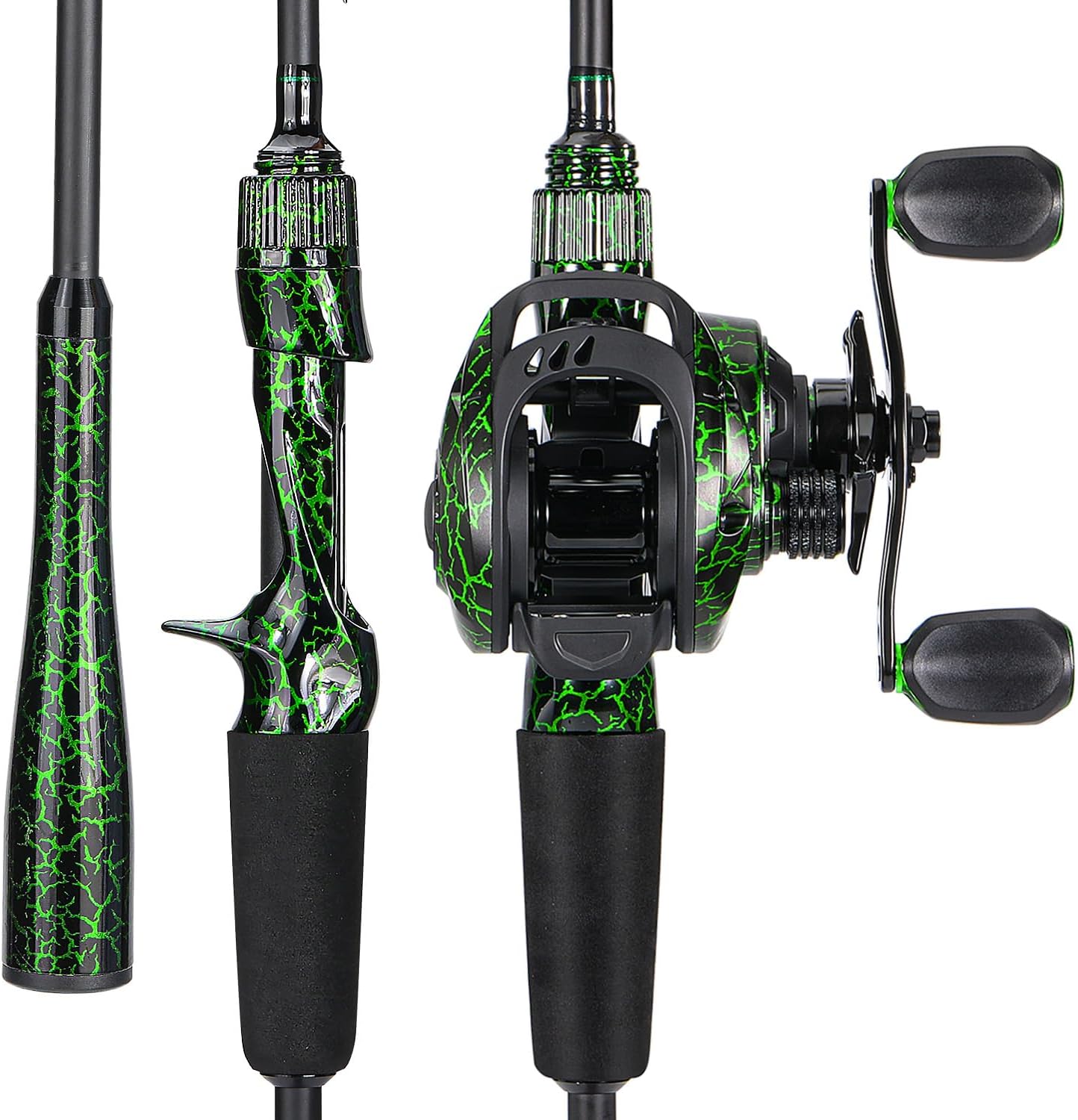 Casting Fishing Rod Combos, Graphite Blanks, Anti-Reverse Baitcasting Reel, Stainless Steel Guides